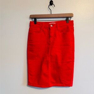 Joes red orange pencil skirt with slit in back, see flaw in photos, size 24